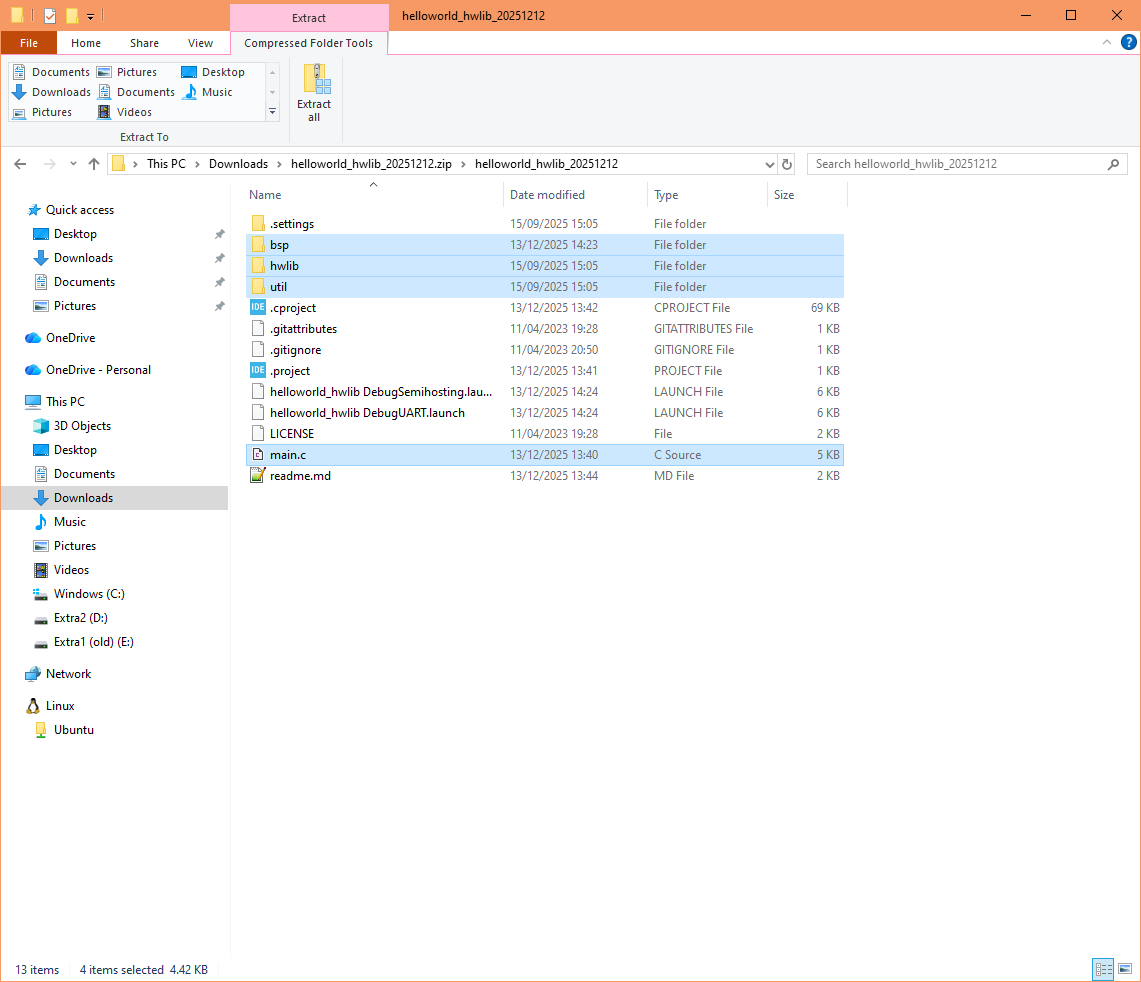 Extract helloworld hwlib sample